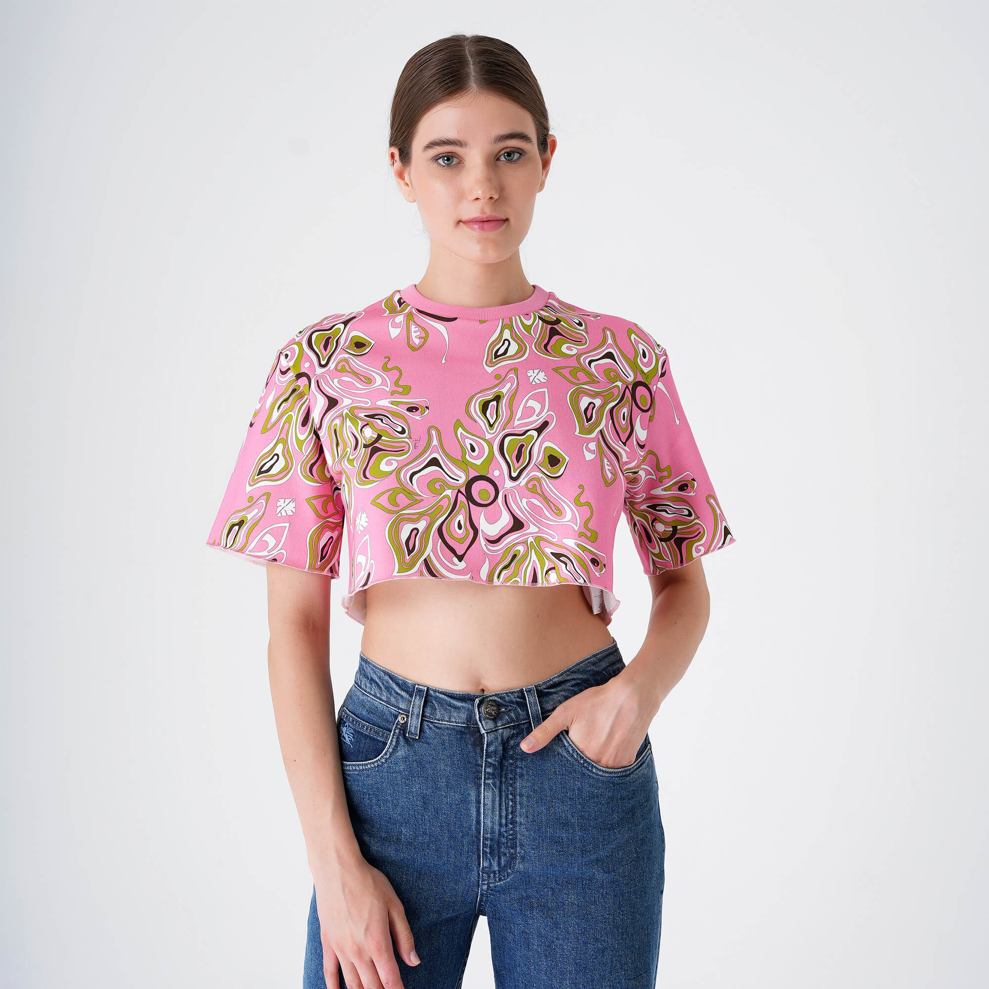 Emilio Pucci -Pink Paisley Crop T-shirt